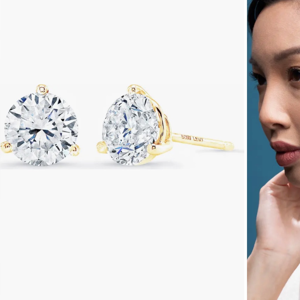 Elegant Gold And Silver Stud Earrings